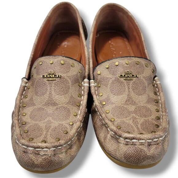 Coach Shoes Size 7.5B Coach McKenna Driver Loafers Coach Signature Monogram Logo - Picture 2 of 12
